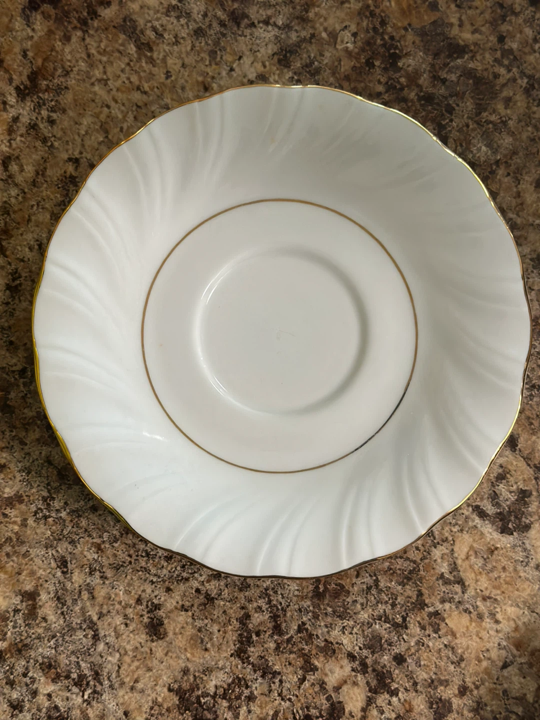 Set of 2 White Teacups Saucers with Gold Trim