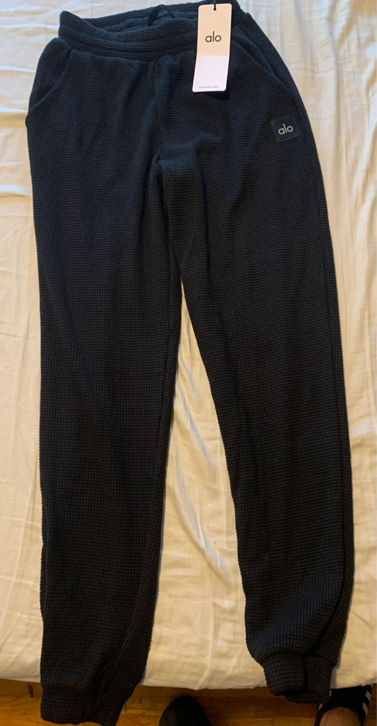 Alo Yoga Waffle Knit Joggers - Black, XXS