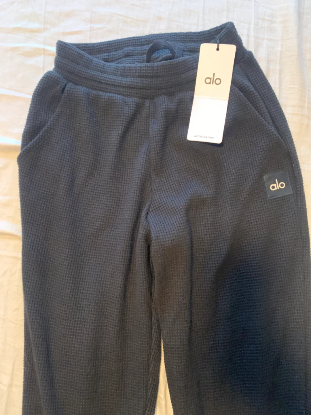 Alo Yoga Waffle Knit Joggers - Black, XXS - photo 2