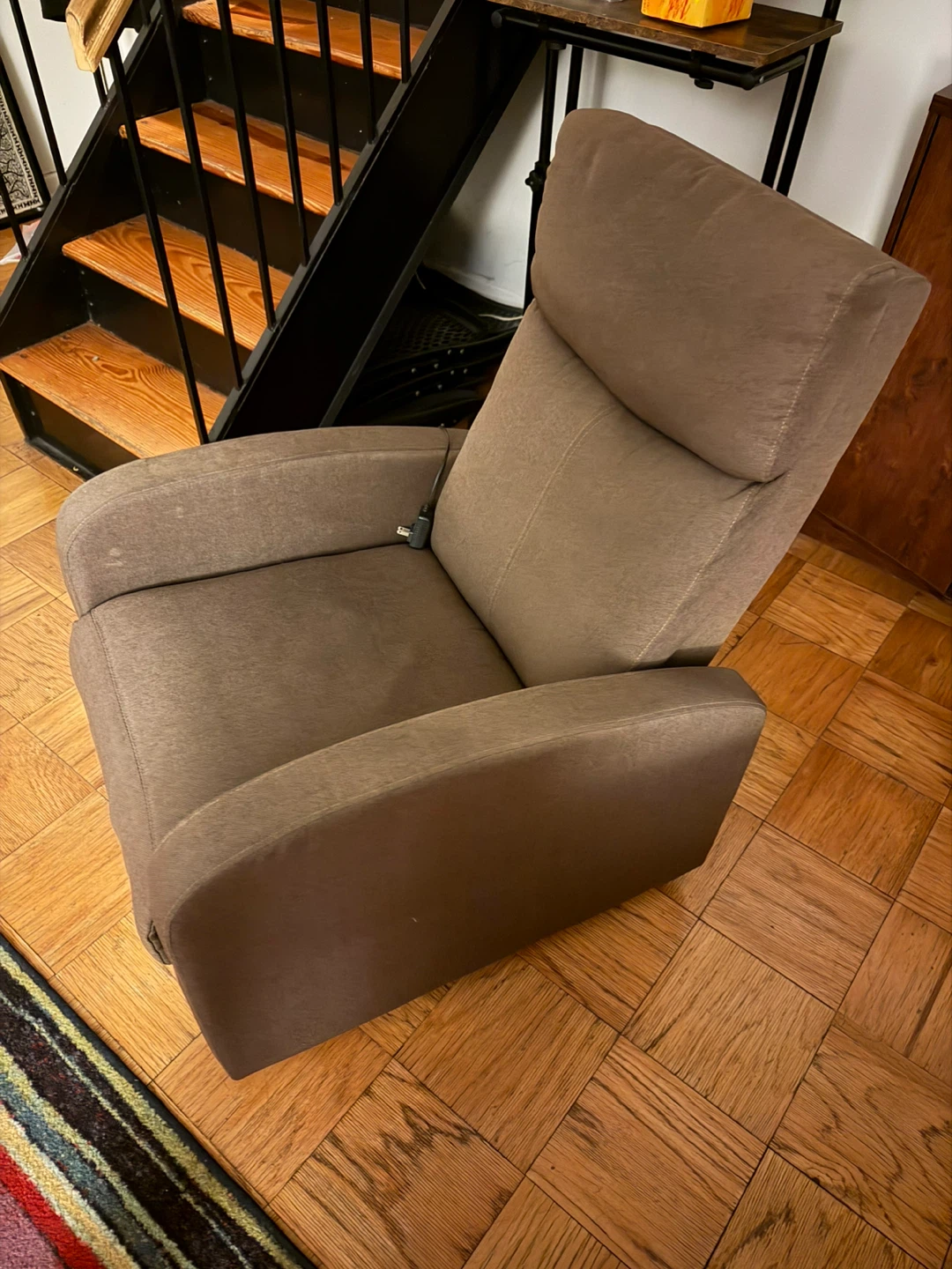 Brown Upholstered Recliner Chair