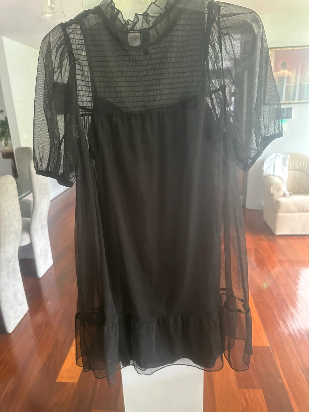 H&M Divided Black Sheer Mesh Mini Dress Size M - photo 2
