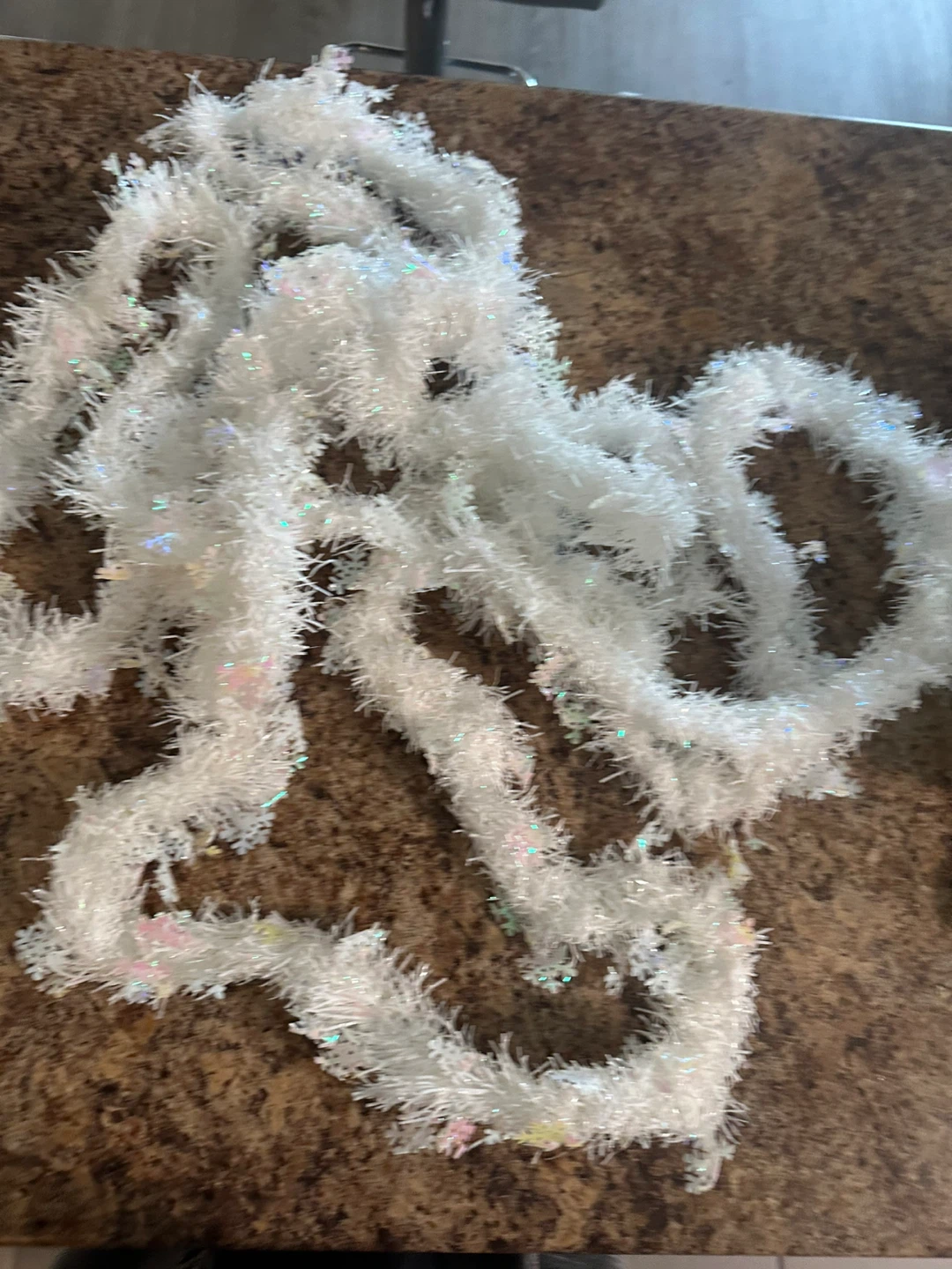 White Tinsel Garland with Snowflakes