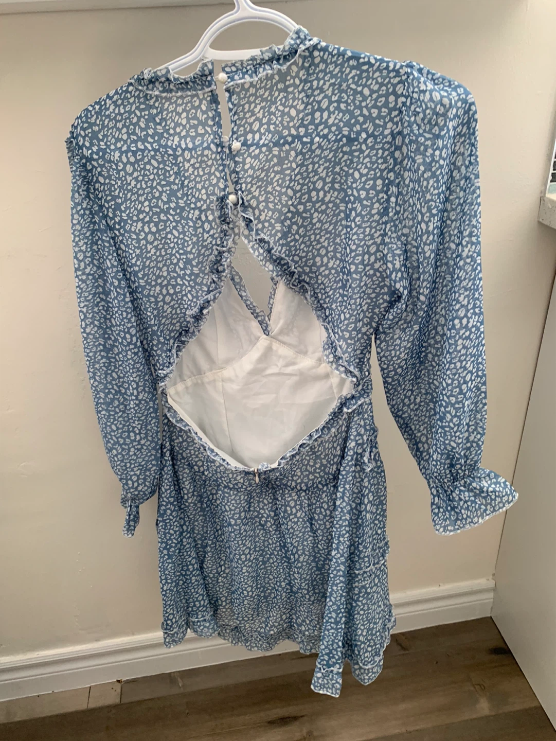 Blue floral print dress, Size S - photo 2
