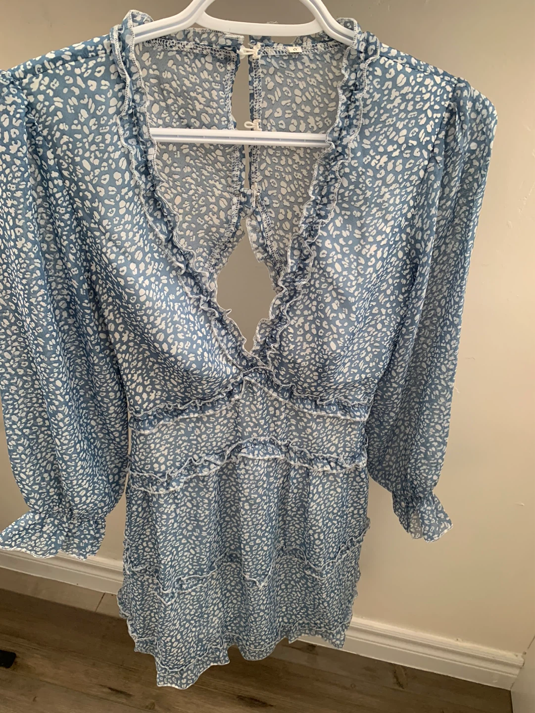 Blue floral print dress, Size S
