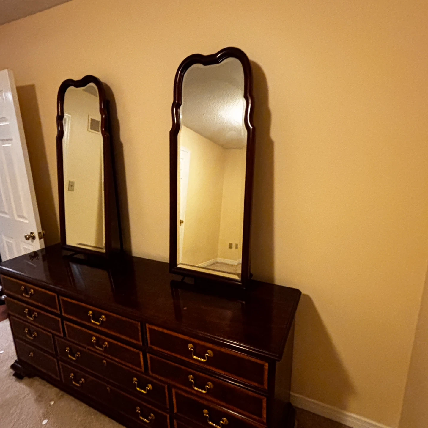 Wooden double mirror dresser/vanity