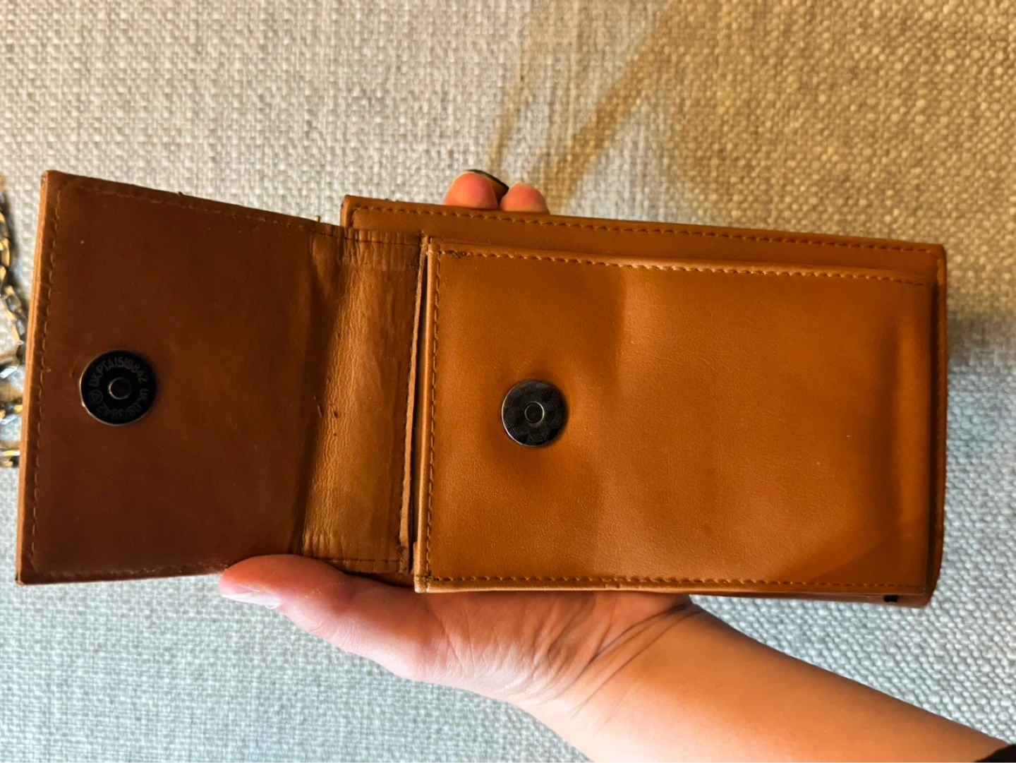 Brown Faux Leather Wallet with Chain Strap - photo 2