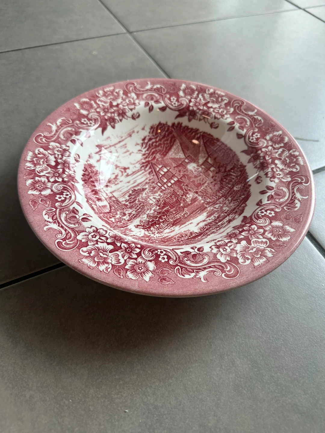 Pink Floral Scene Bowl