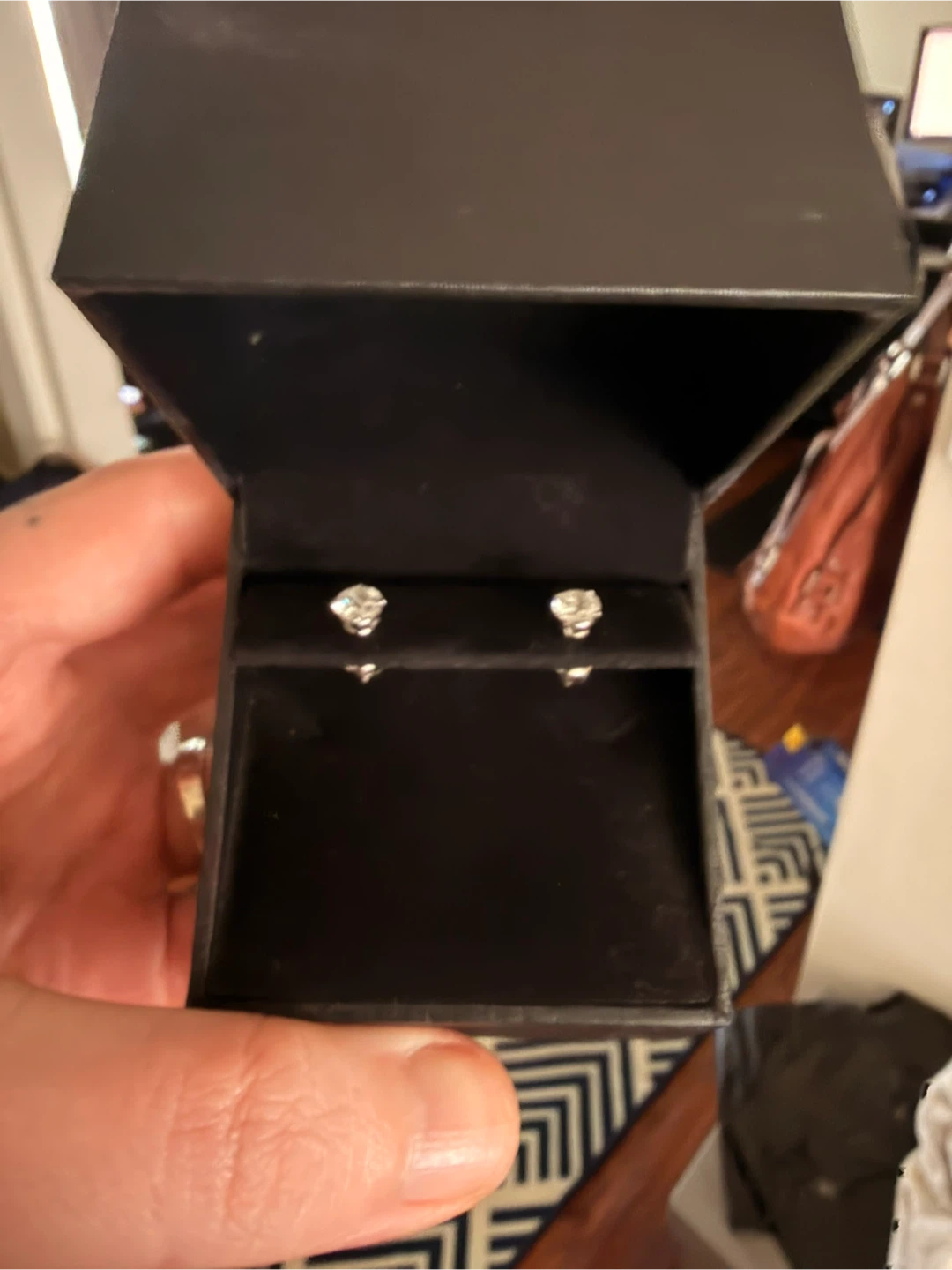 Stud Earrings in Black Jewelry Box