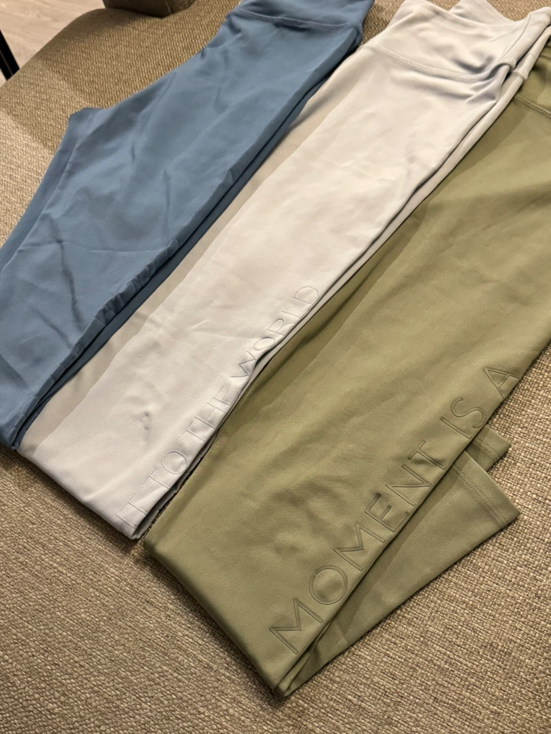 Ladies Athletic Leggings Set - Blue, Grey, Olive Green - photo 2