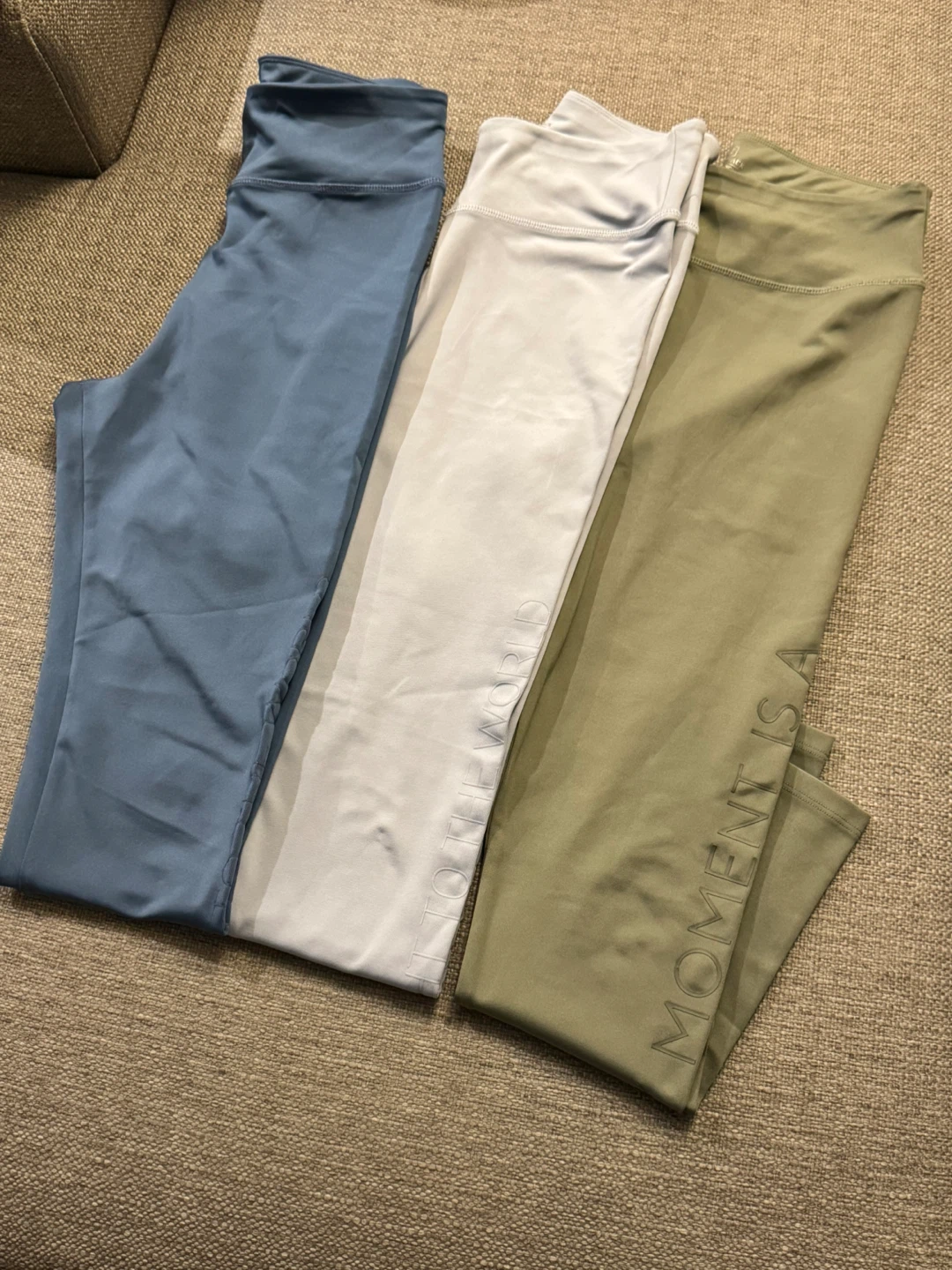 Ladies Athletic Leggings Set - Blue, Grey, Olive Green