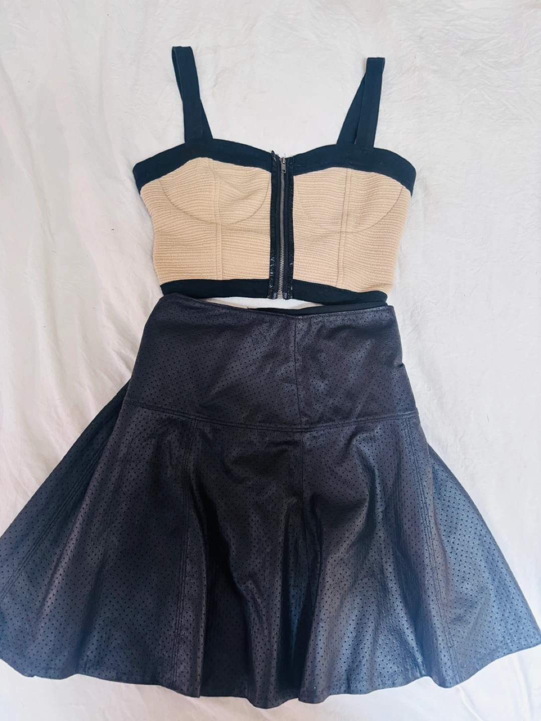 Black Skirt and Tan Top Set