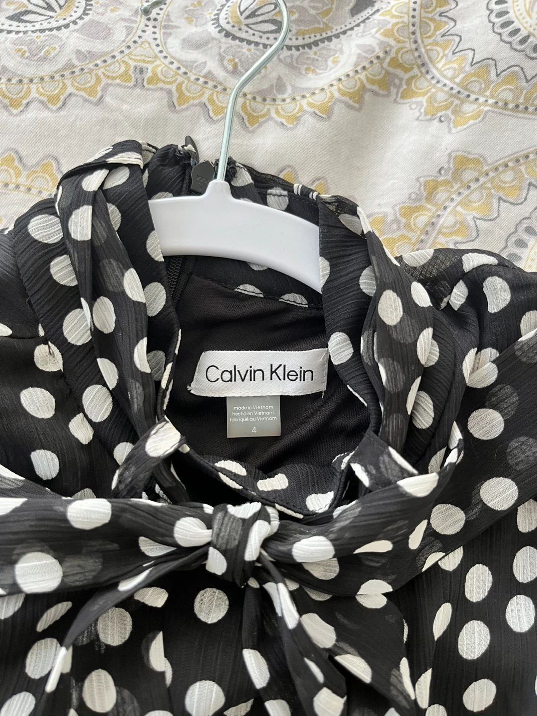 Calvin Klein Black & White Polka Dot Dress Size 4 - photo 2