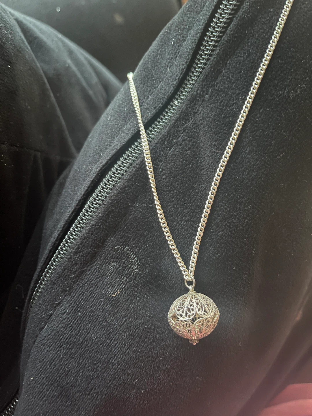 Silver Filigree Orb Pendant Necklace