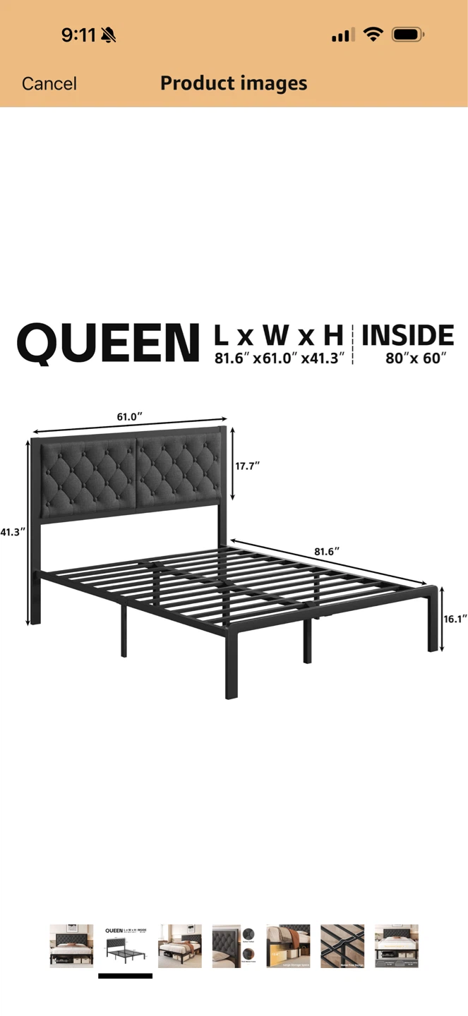 Queen Size Headboard Bed Frame + Mattress