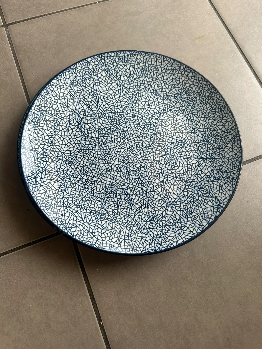 Set of 2 Dinner Plates Blue & White Cracked Pattern - photo 2