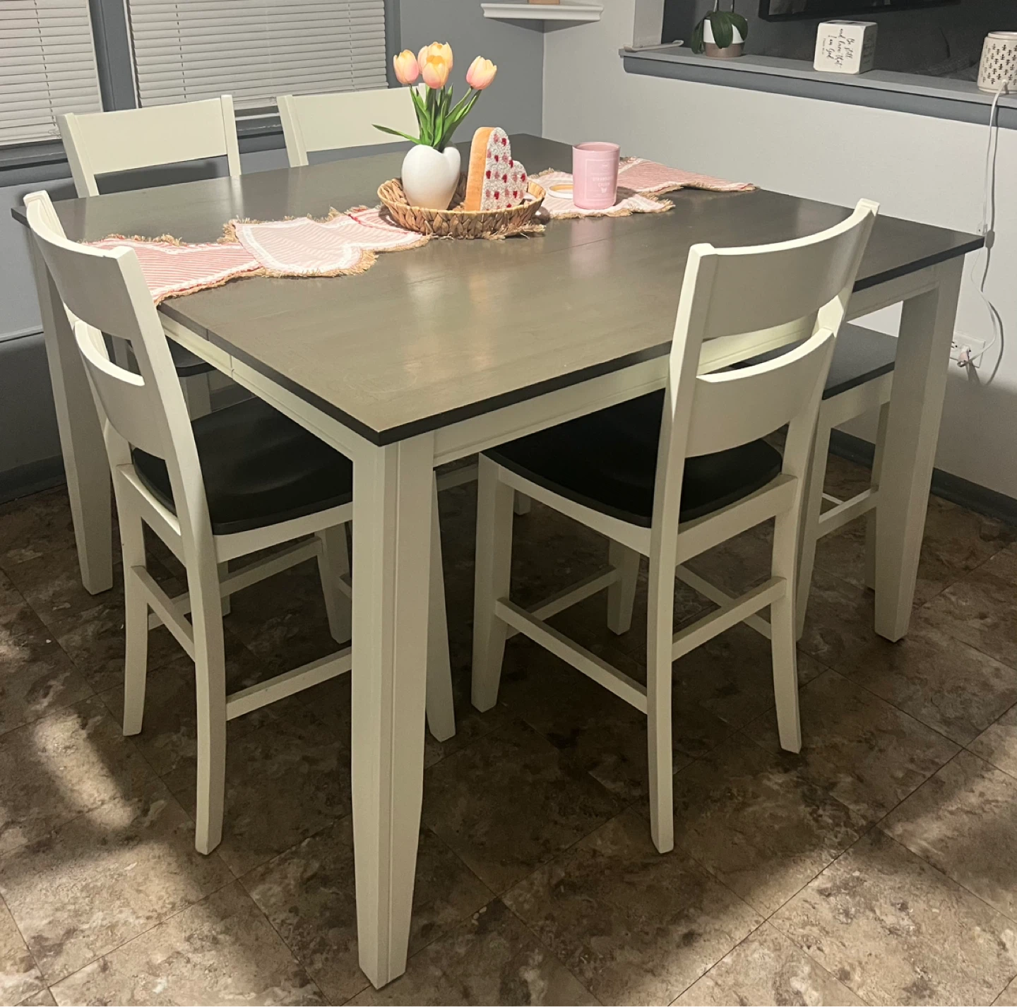 Counter Height Dining Table Set with 6 Chairs