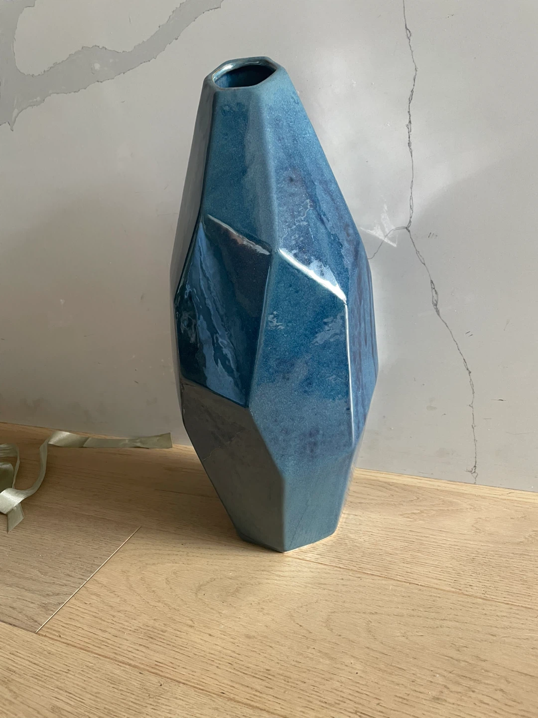 Blue Geometric Faceted Ceramic Vase - photo 2