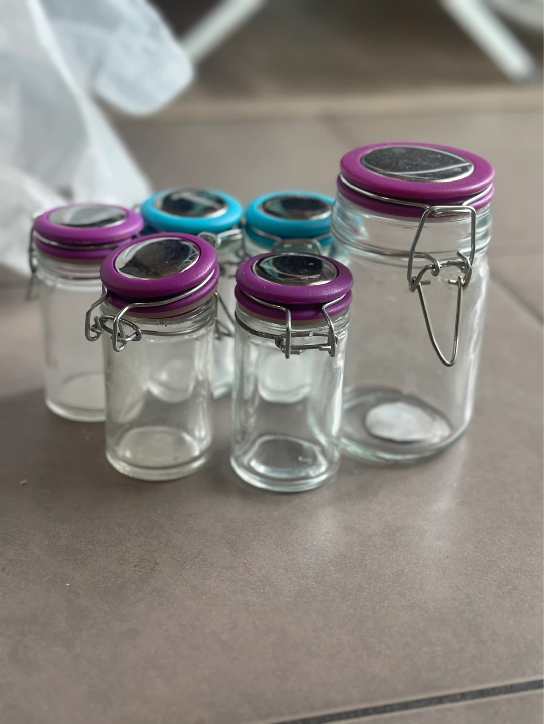 Set of 6 Mini Glass Jars with Clamp Lids