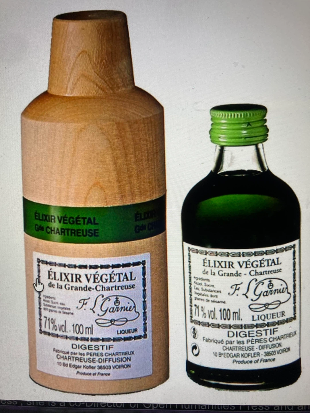 Chartreuse Elixir Vegetal 100ml Bottles