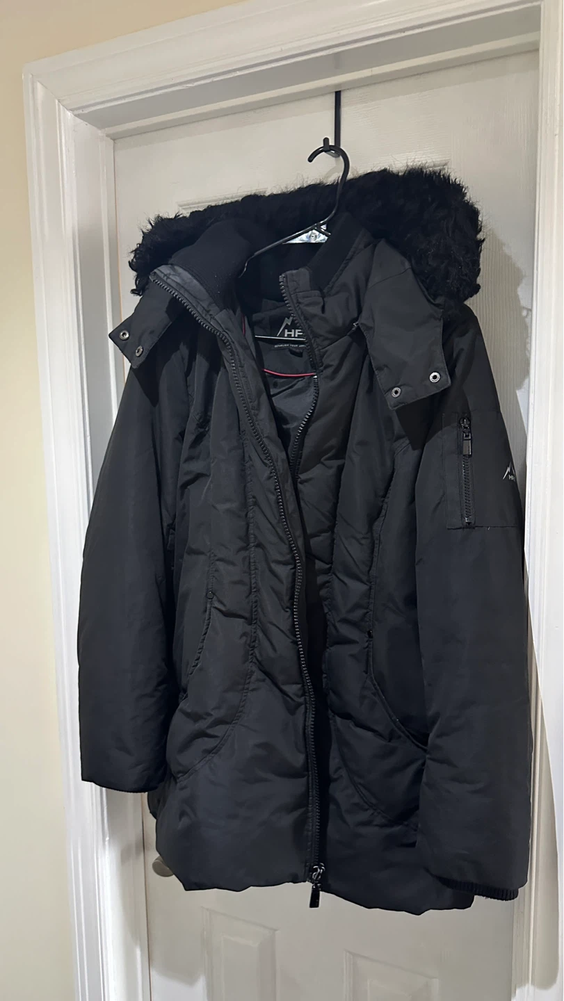 Black Winter Puffer Jacket with Faux Fur Hood - photo 2
