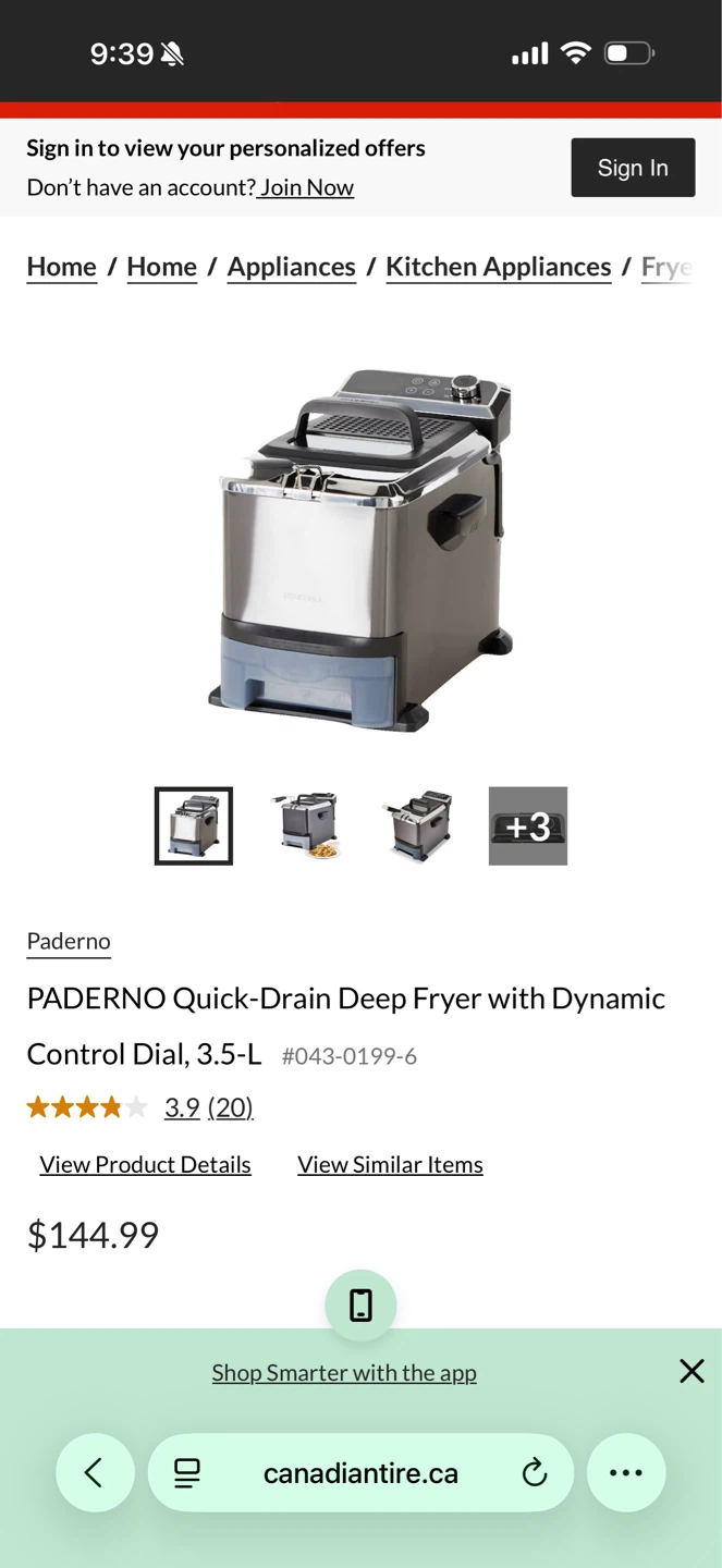 Paderno Quick-Drain Deep Fryer, 3.5-L