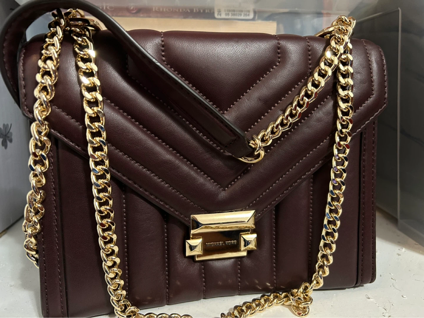 Michael Kors Whitney Leather Shoulder Bag - Burgundy