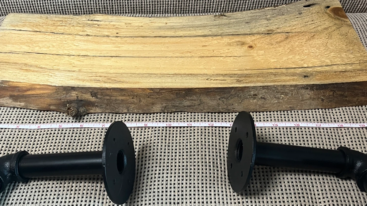 Live Edge Wood Shelf with Black Pipe Brackets - photo 5