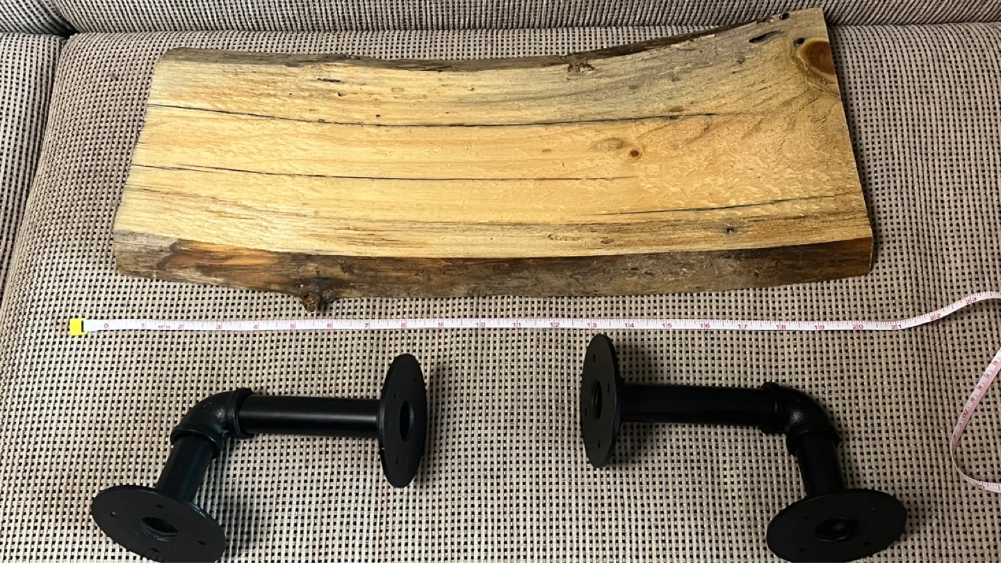 Live Edge Wood Shelf with Black Pipe Brackets - photo 4