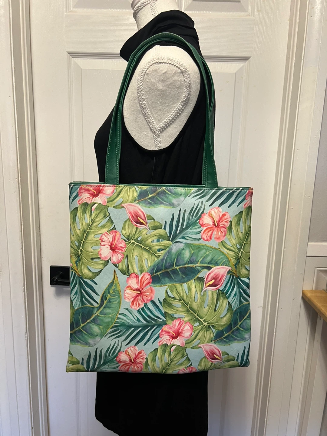 Tote Bag with Tropical Floral Print