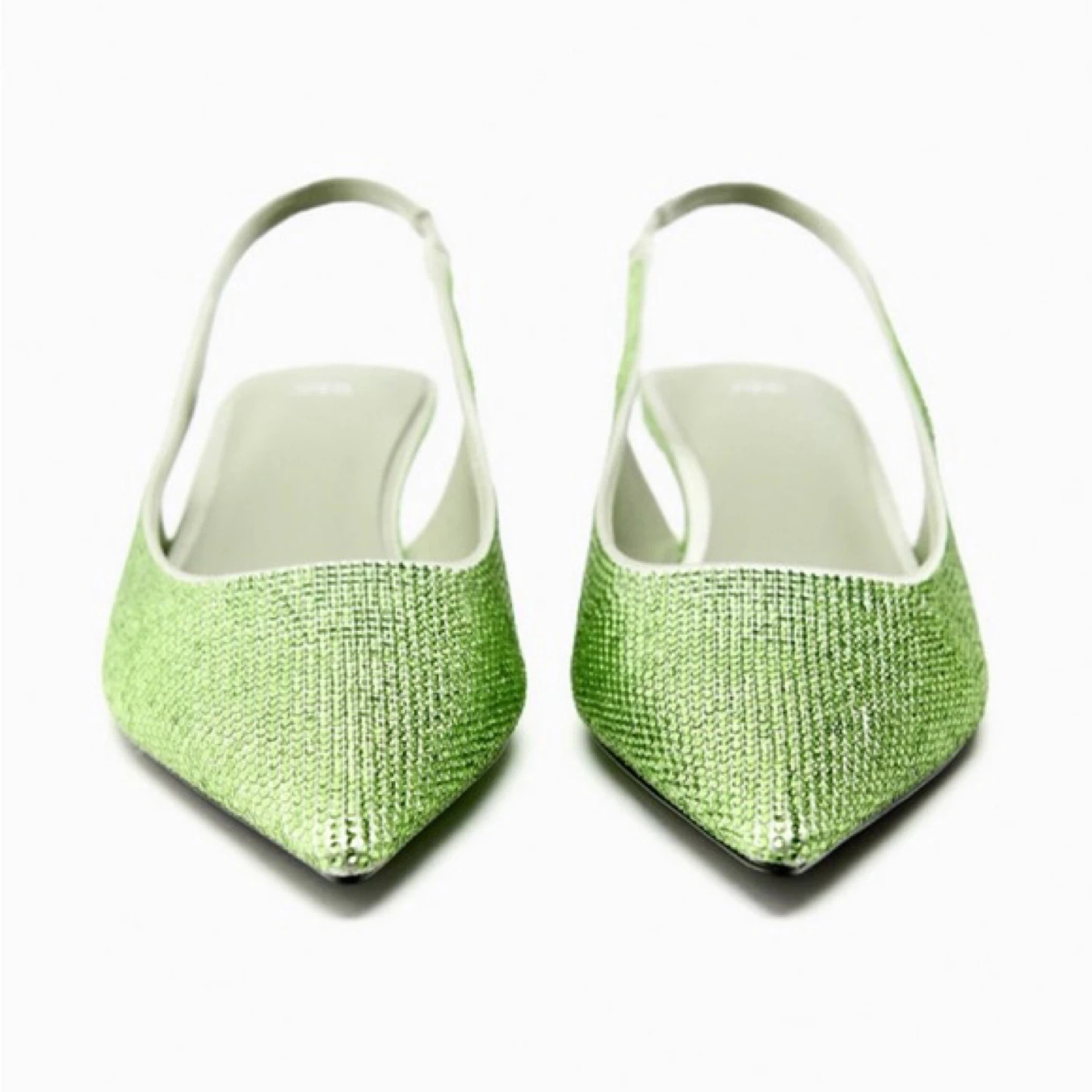 Zara Green Rhinestone Slingback Heels