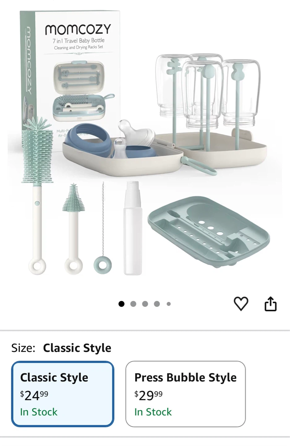 Momcozy 7-in-1 Travel Baby Bottle Cleaning & Drying Rack Set