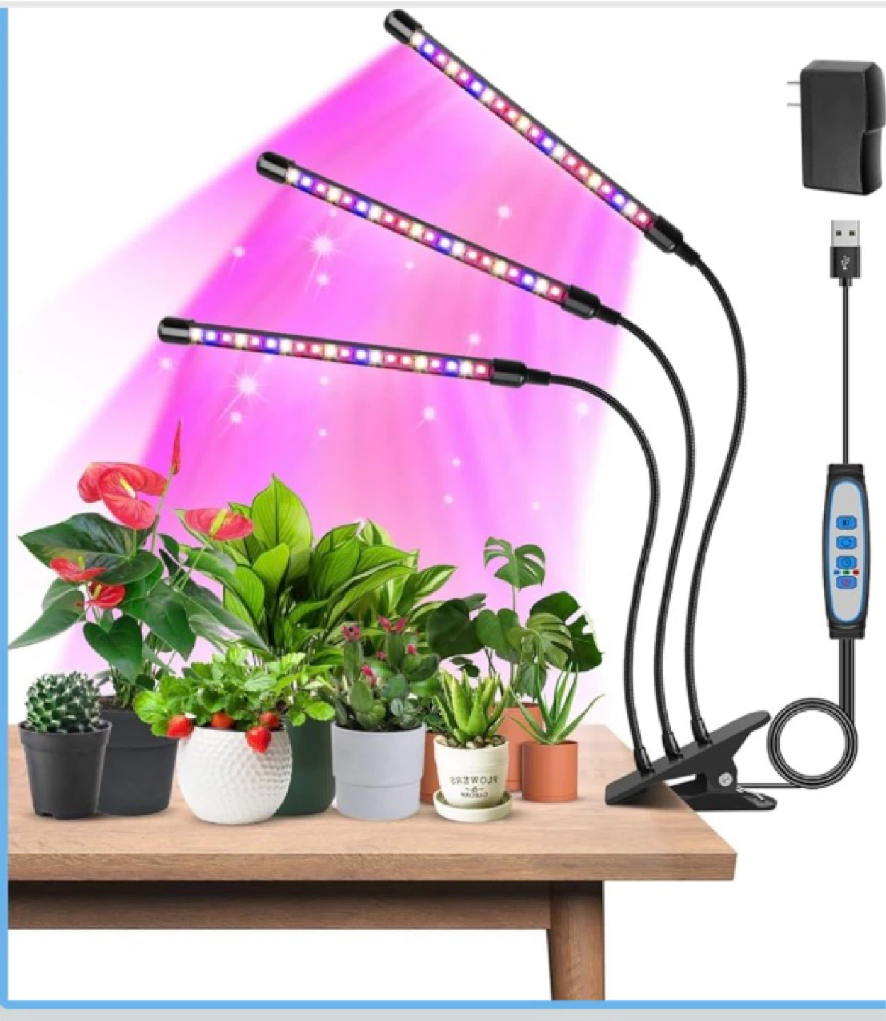 3-Head LED Grow Light with Timer