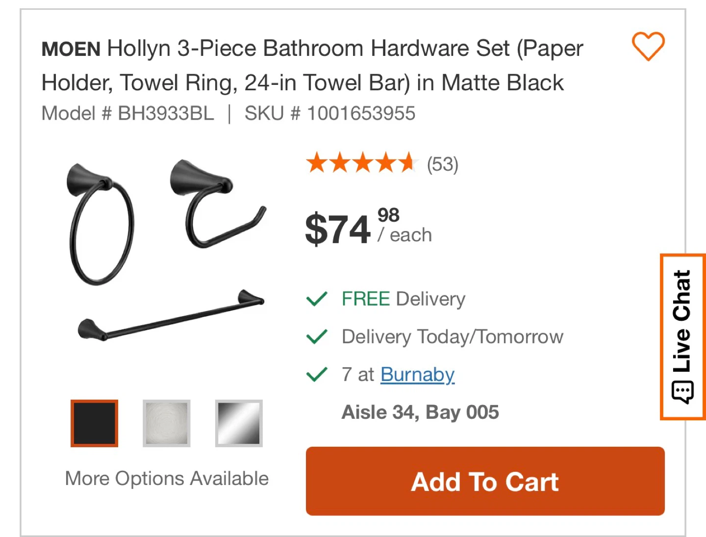 Moen Hollyn 3 Piece Bath Accessory Kit BH3933BL - photo 4