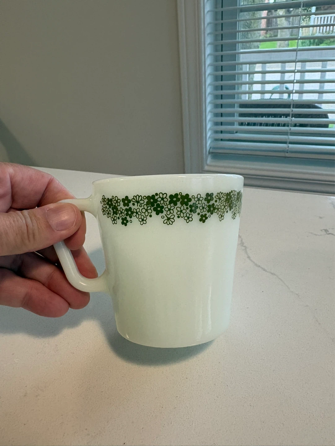 Vintage Pyrex Meadow Green Swirl Mugs and Plates Set - photo 2