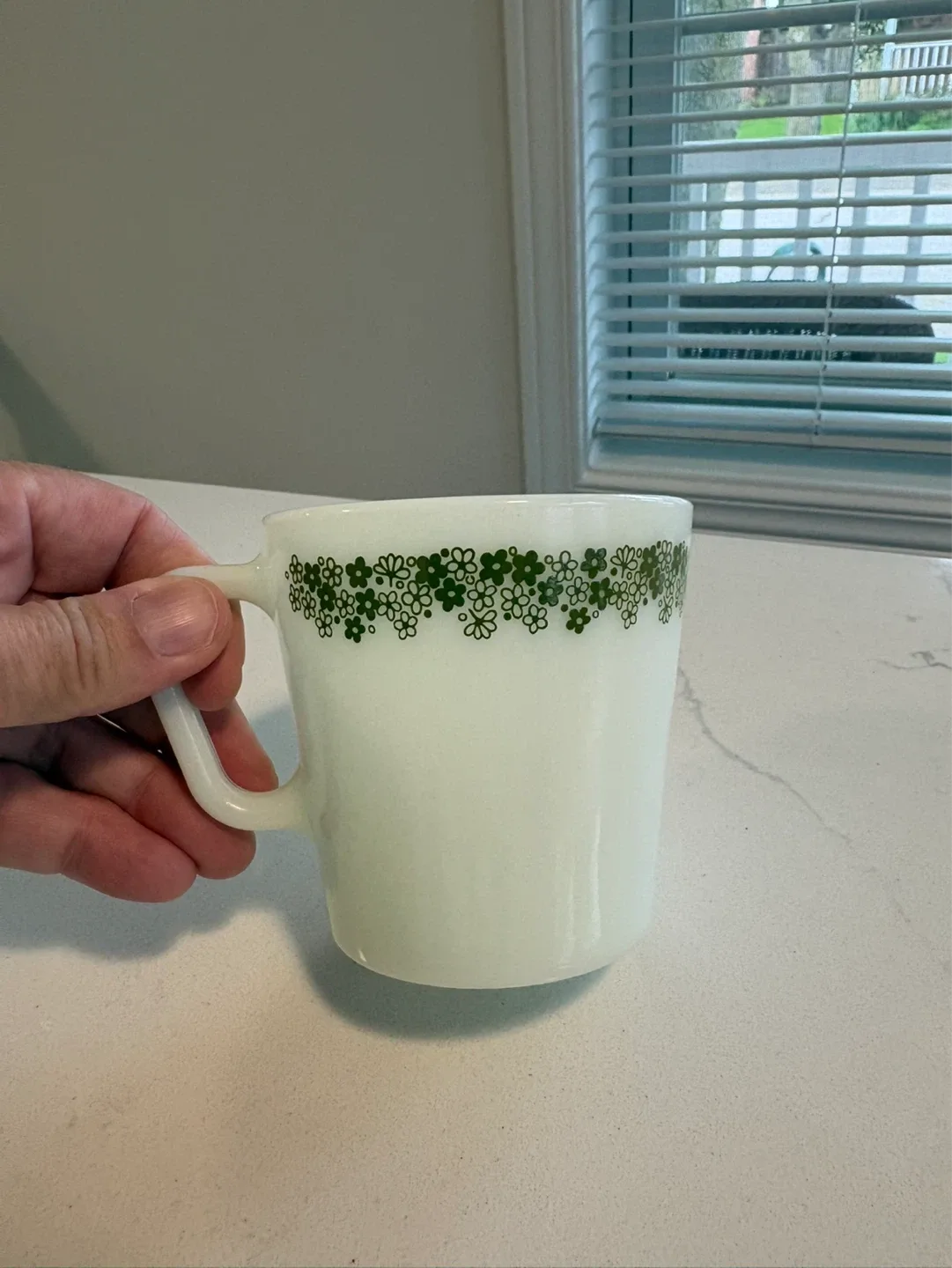 Vintage Pyrex Meadow Green Swirl Mugs and Plates Set - photo 2