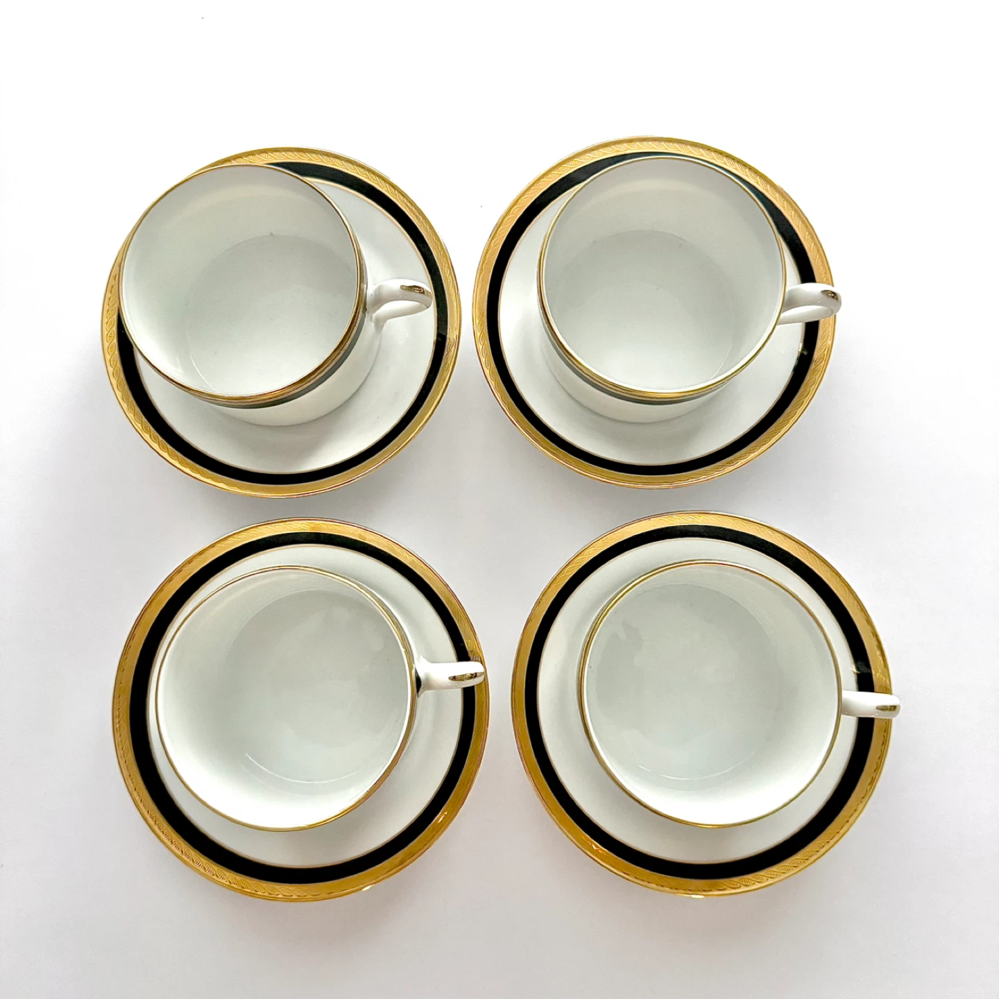 Set of 4 Richard Ginori Black Palermo cups and saucers - photo 2