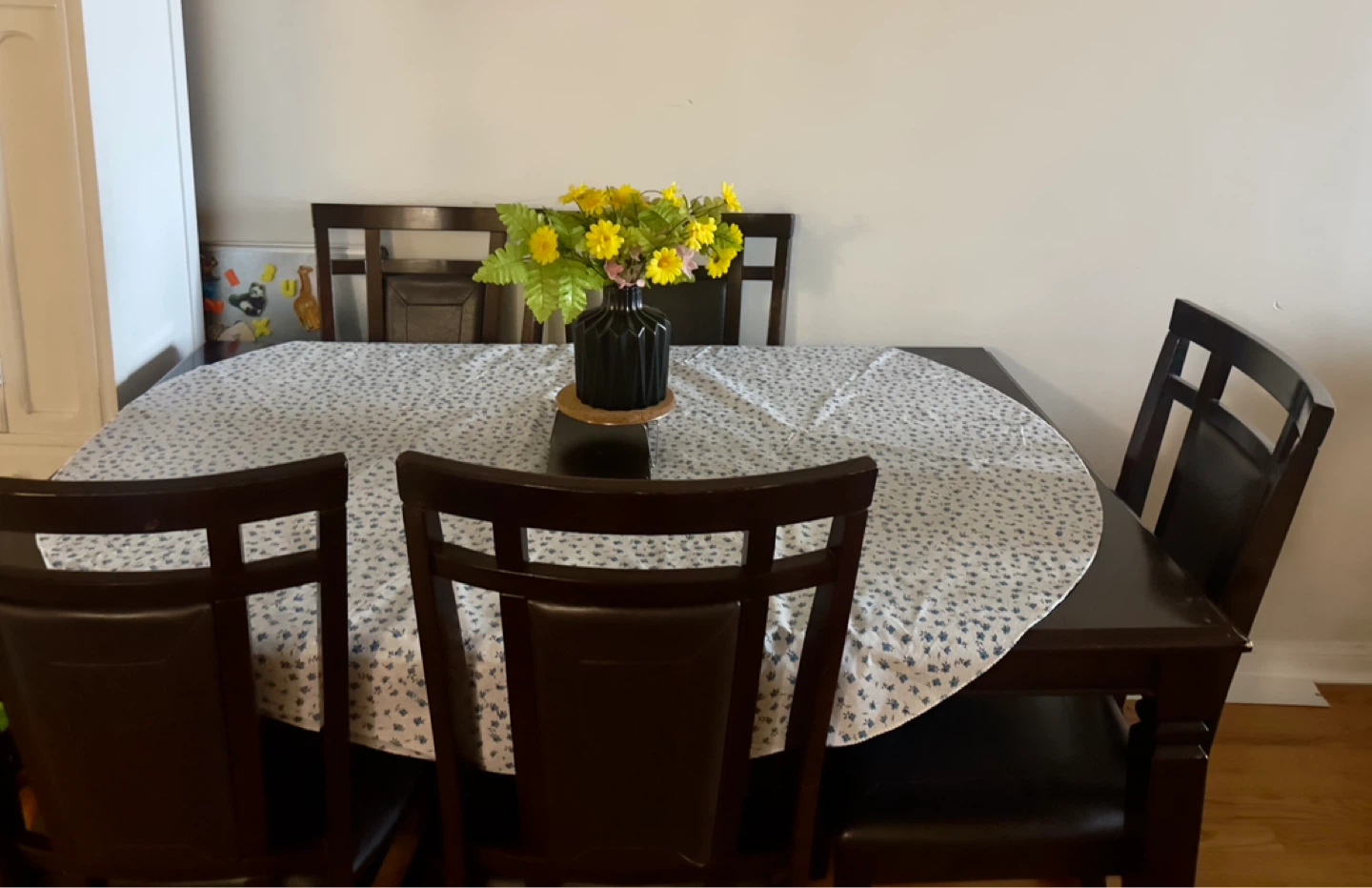 Dark Wood Dining Table with 5 Chairs - photo 2