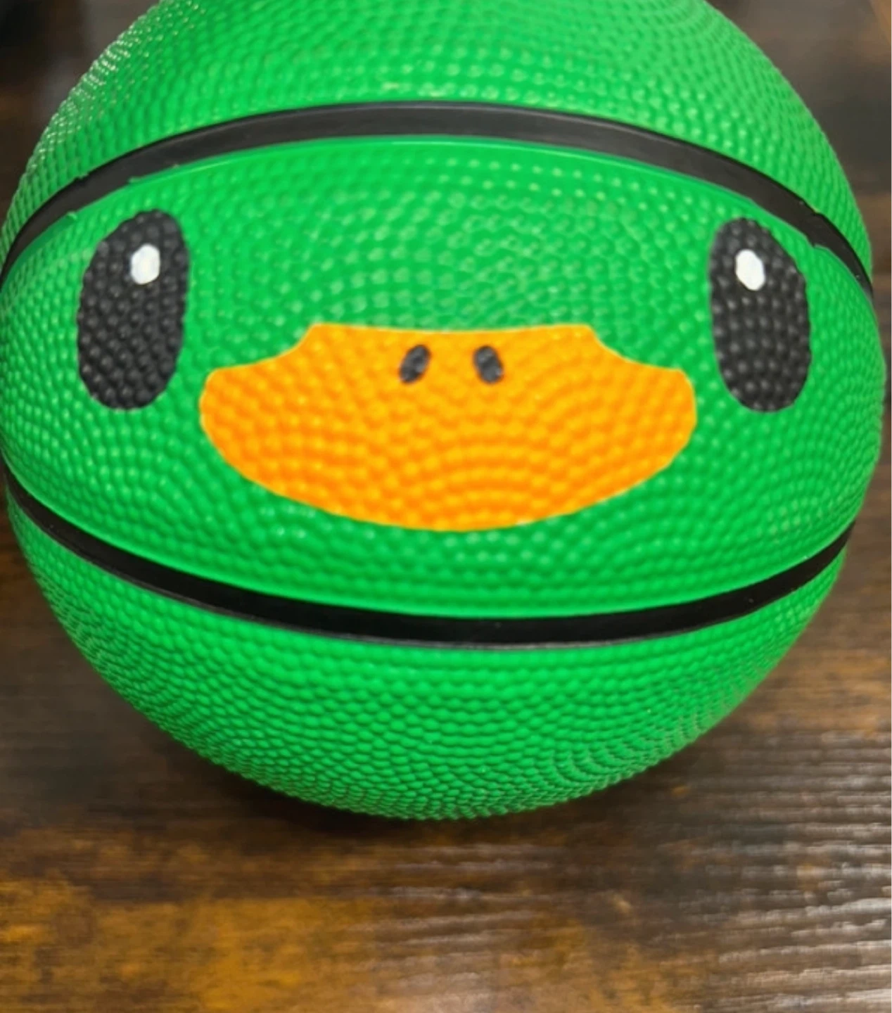 Green Basketball with Cute Duck Face
