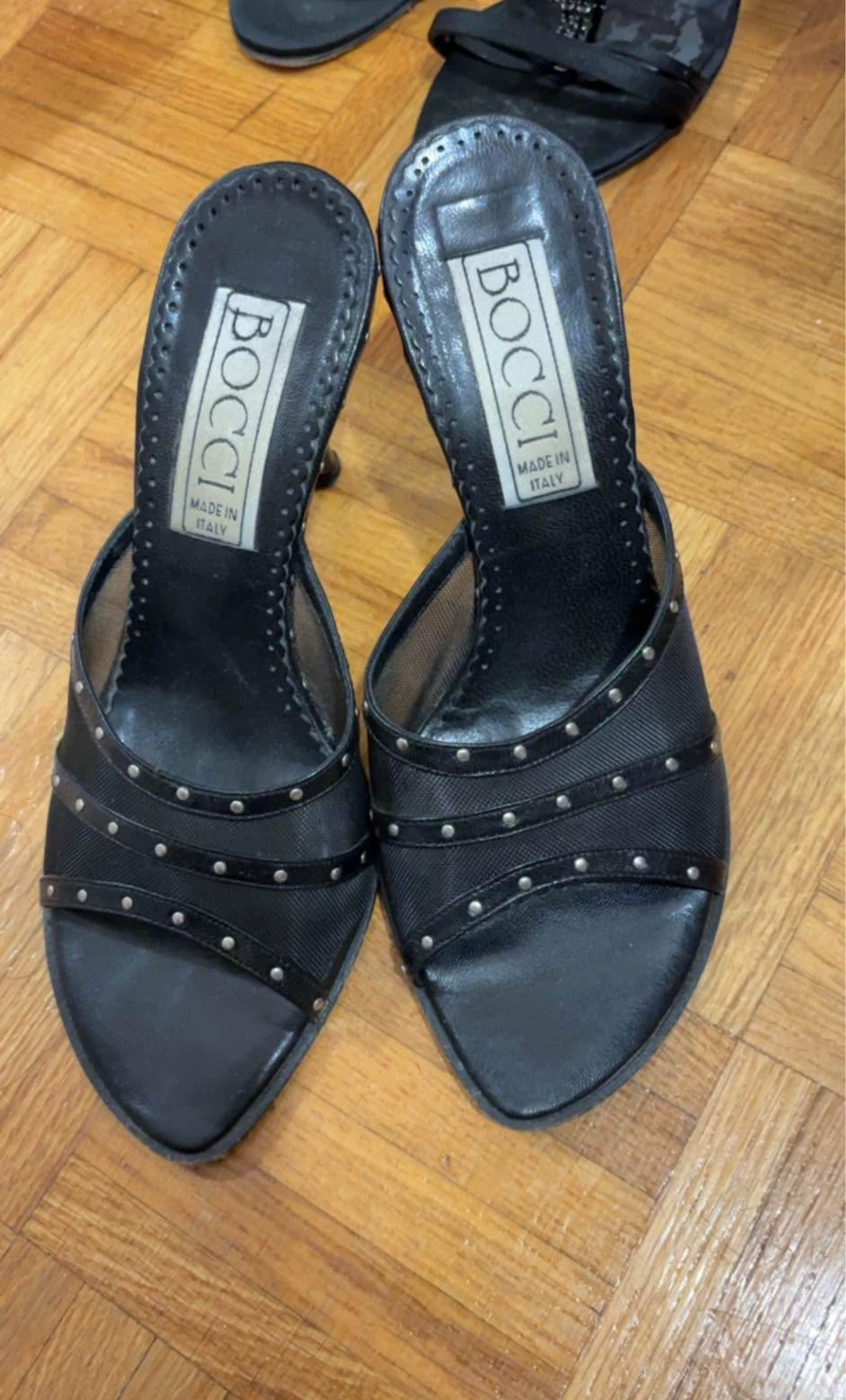 Bocci Black Studded Mules - Made in Italy
