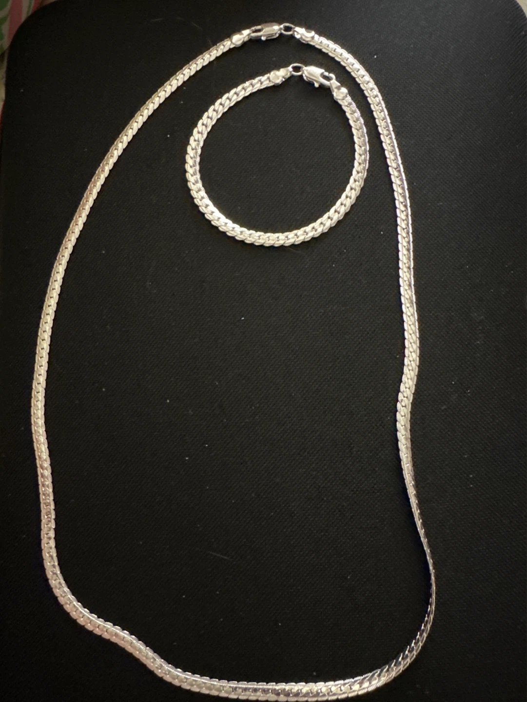 925 Sterling Silver Snake Chain Necklace and Bracelet Set
