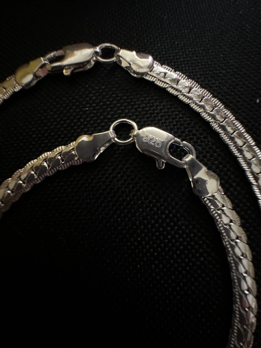 925 Sterling Silver Snake Chain Necklace and Bracelet Set - photo 2