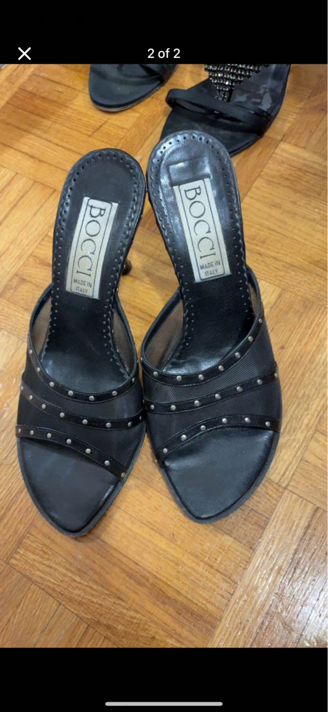 Bocci Black Studded Mules - Made in Italy