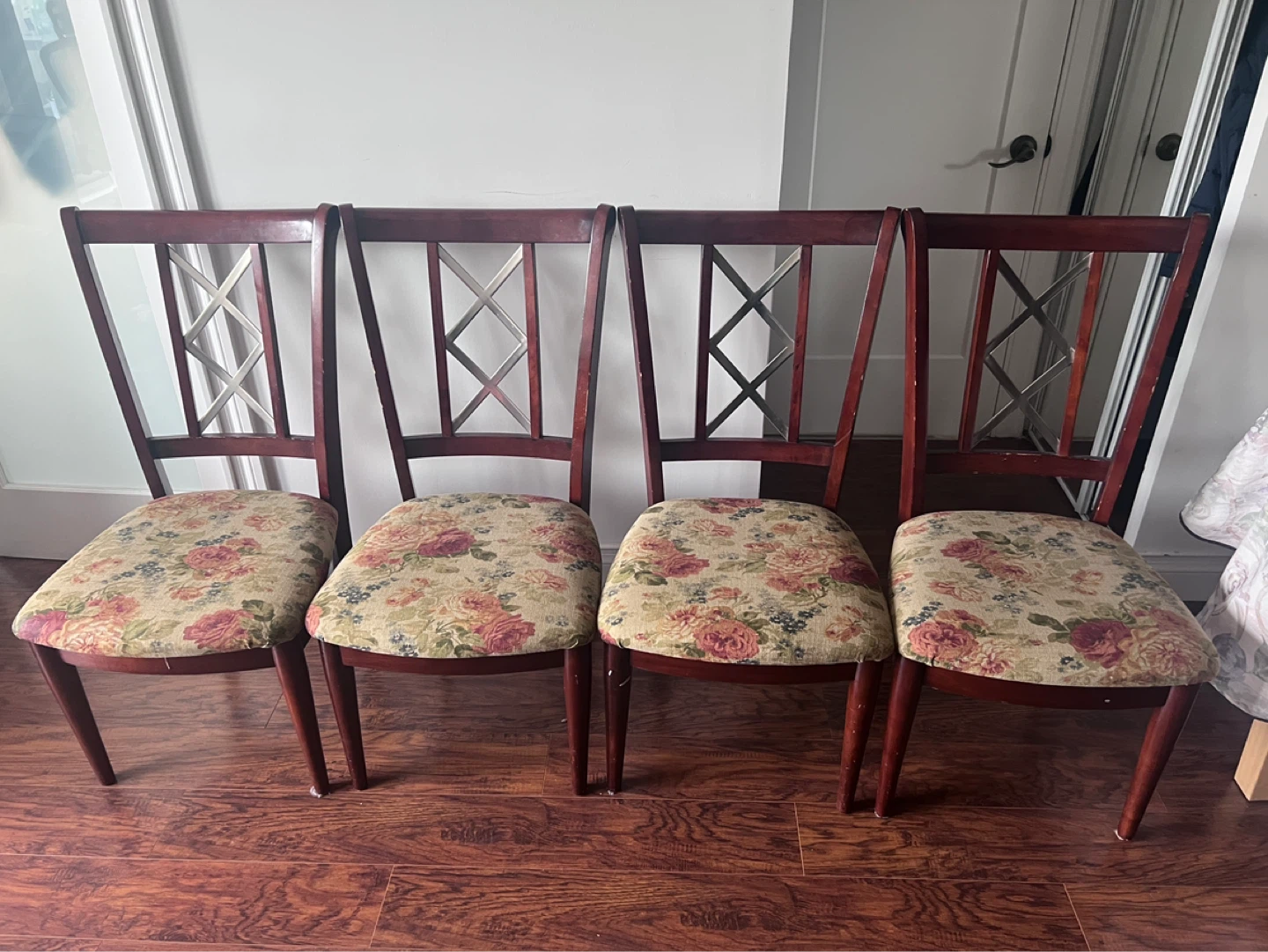 Set of 4 Floral Upholstered Dining Chairs
