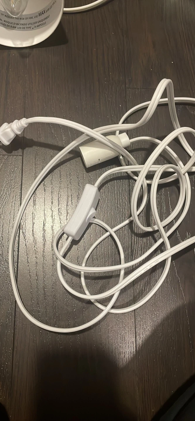 White Lamp Cord with In-line Switch
