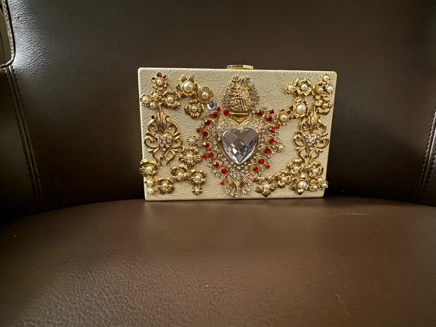 Embellished Clutch Evening Bag with Chain - photo 2