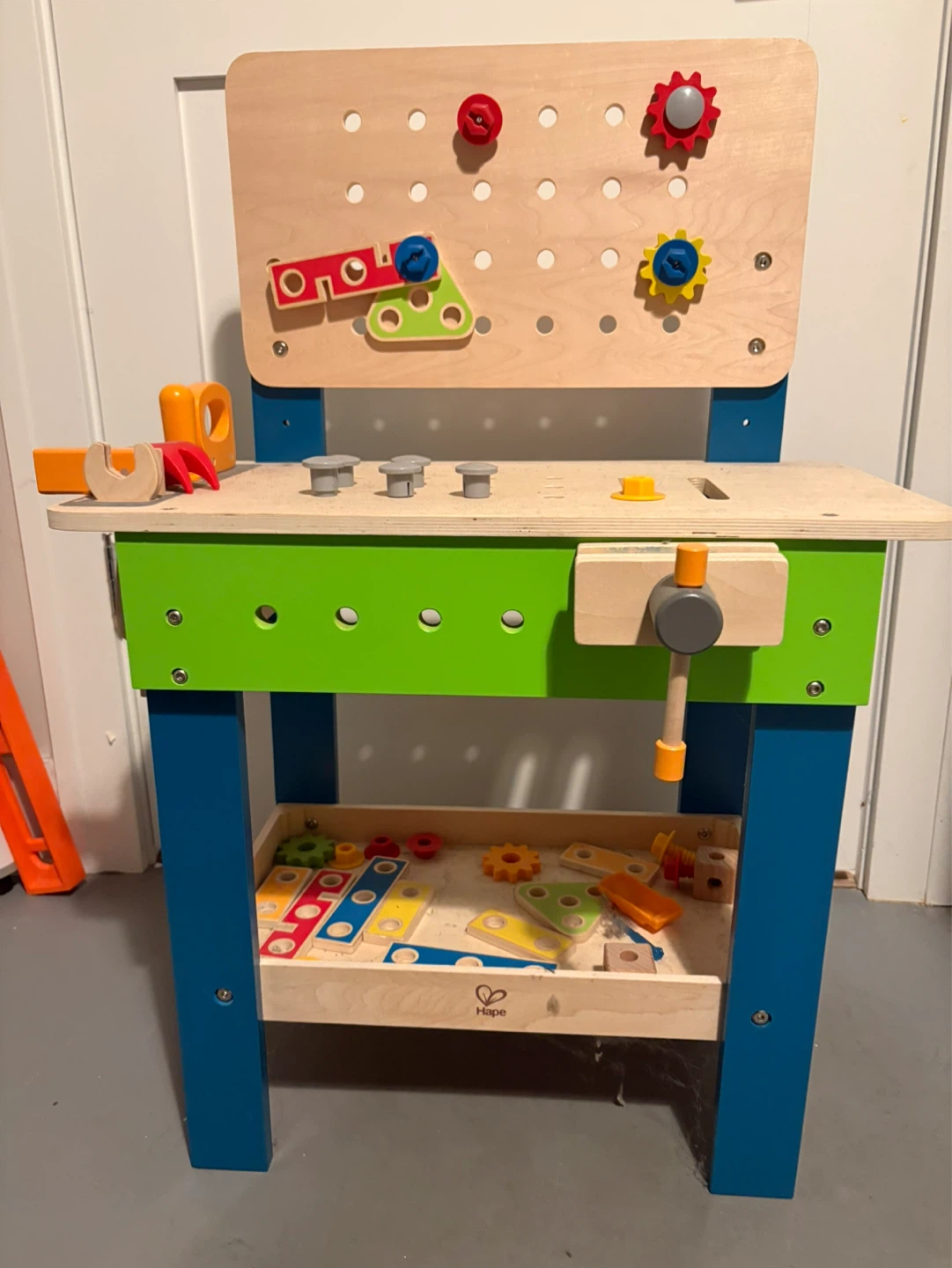 Hape Wooden Kids Workbench Toy with Accessories