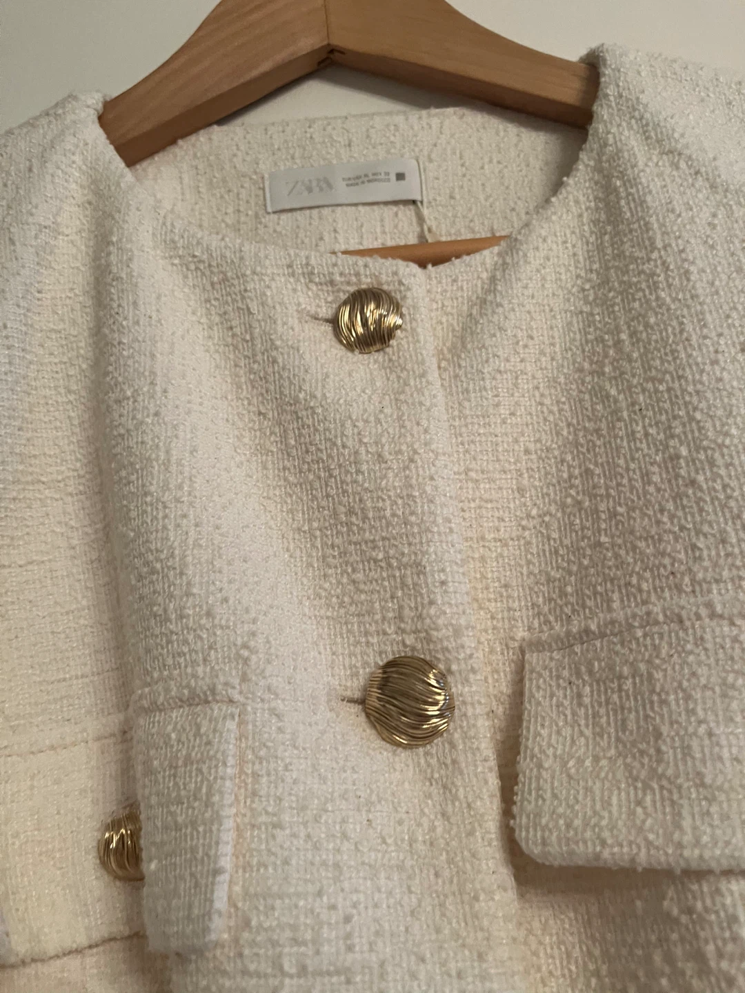 ZARA Cream Tweed Sleeveless Belted Vest - photo 5