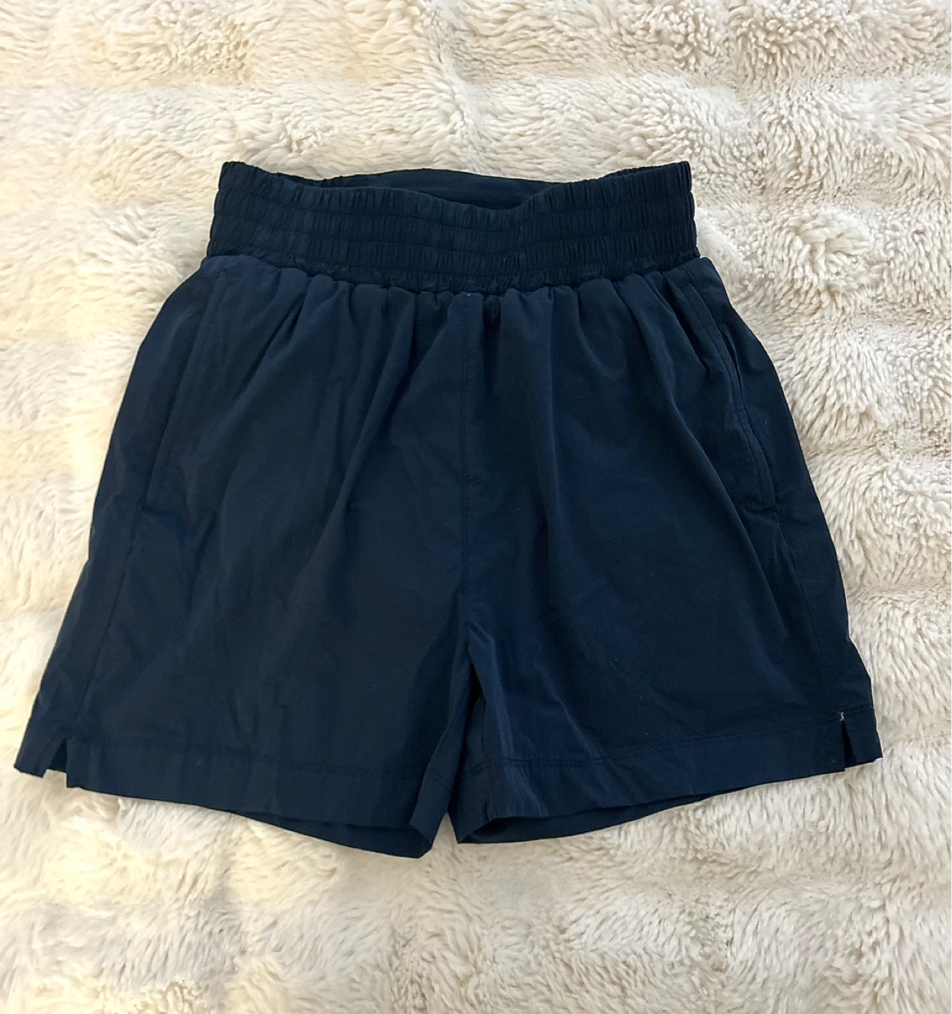 Navy Blue Athletic Shorts with Zipper Pocket
