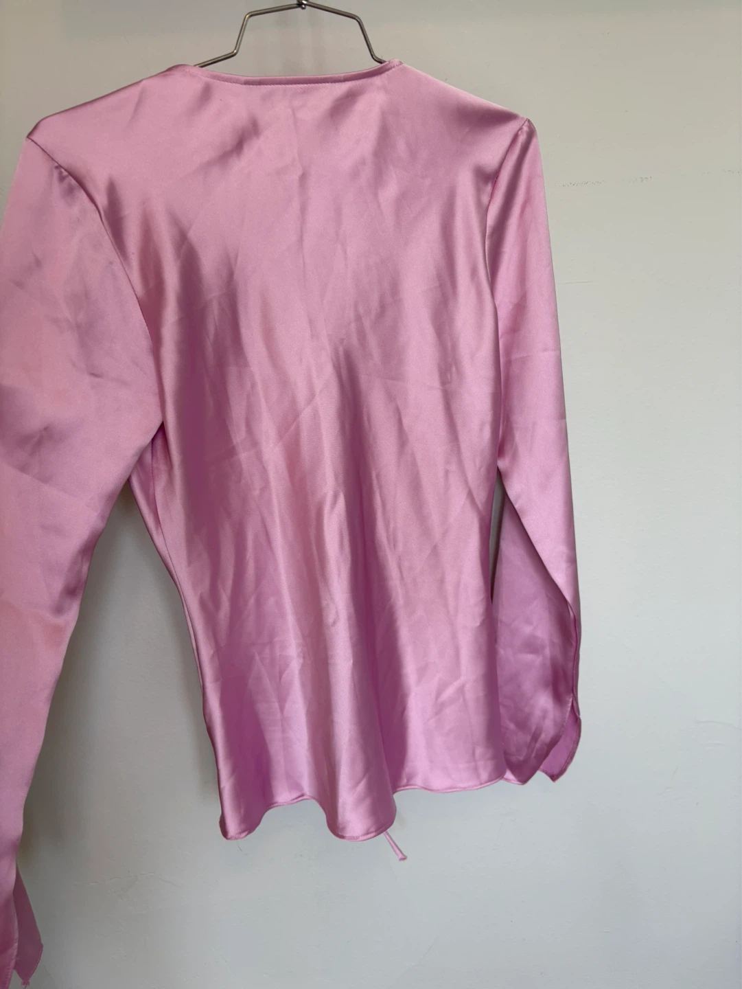 Zara Pink Satin Tie Front Blouse S - photo 5