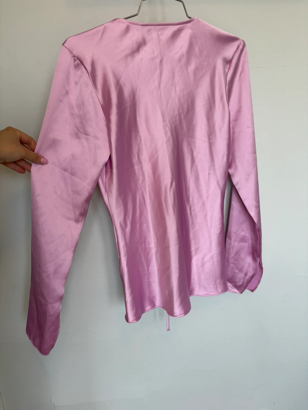 Zara Pink Satin Tie Front Blouse S - photo 4